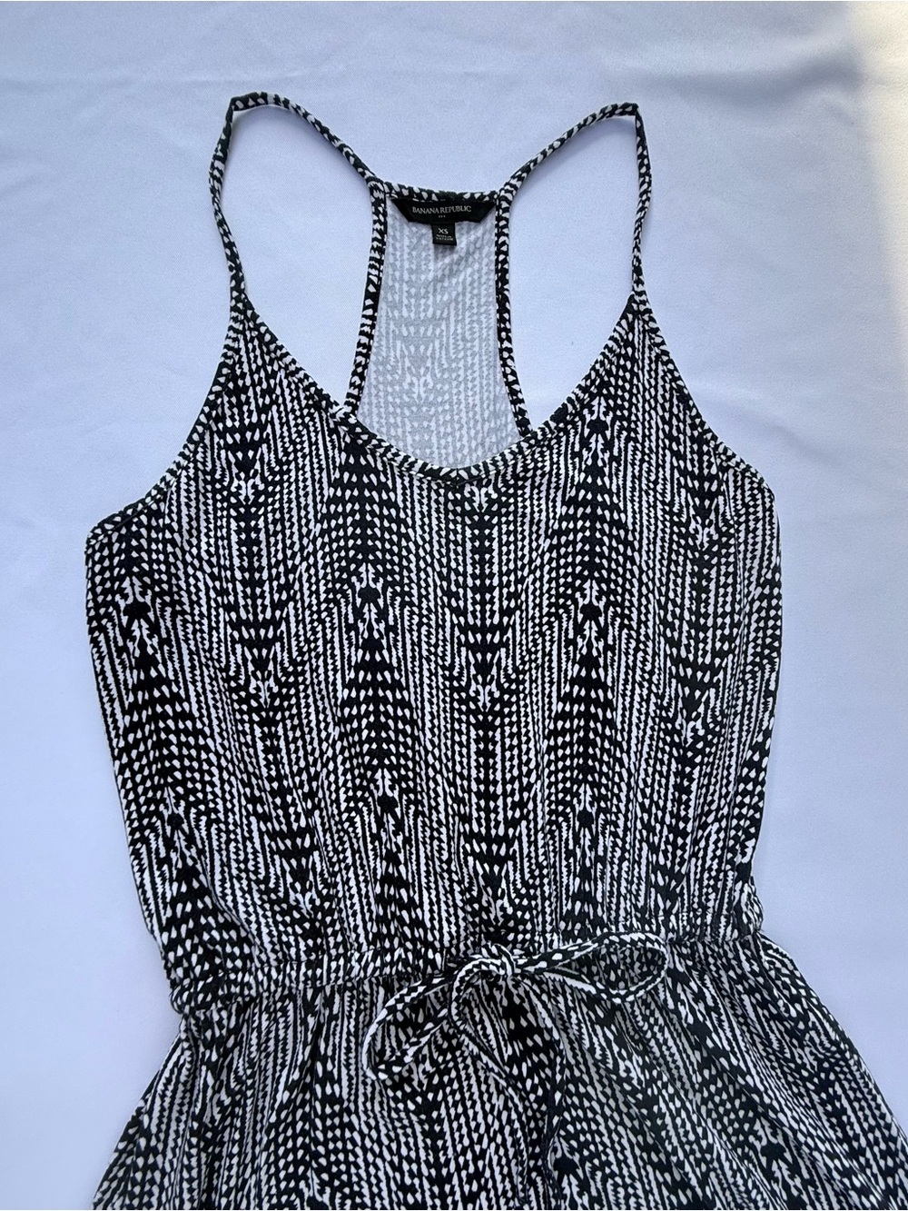Banana Republic Chevron Print Racerback Maxi Dress XS Black White - Picture 2 of 7